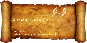 Jakoby Jolán névjegykártya